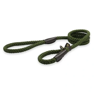 Image of Ancol Heritage Nylon Rope Slip Lead Green 1.5m X12mm Sz 4 8