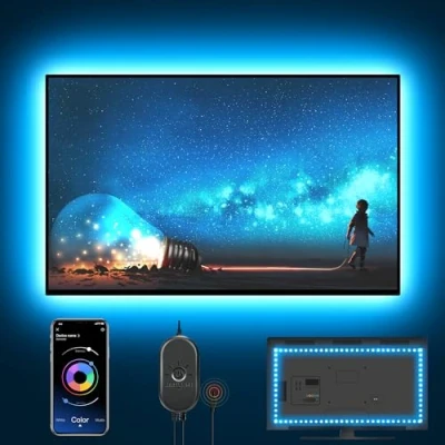 Image of Nexillumi Led Lights for TV, 16.4 ft TV Backlight 55 75 Inch, RGB Strip Behind with APP Remote Control, Music Sync Smart Ambient Lighting Bedroom Gaming Room Decor