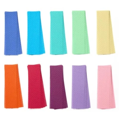 Image of Springboard Cross Stitch Fabric Bookmarks 50 Pack of Binca Mesh for Sewing 100% Cotton Embroidery Kids Accessories 20 x 6 cm Assorted Colours