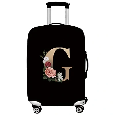 Image of Initial Letter Printed Design Travel Trolley Case Cover Protector Washable Suitcase Luggage Storage Covers for 18 28 inch (XL (29 32 Luggage), gold G)