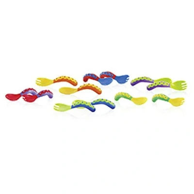 Image of Nûby 5253 Starter Learn to Eat Cutlery Set for Children Aged 12 Months and up or Over Assorted Colours Selected at Random