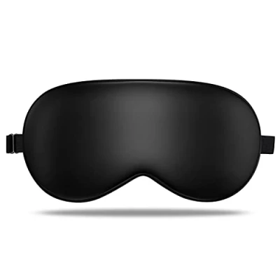 Image of LULUSILK Mulberry Silk Sleep Eye Mask Blindfold with Adjustable Strap, Soft Cover for Women Men Night Sleeping, Travel, Nap(Black)
