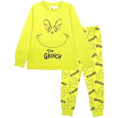 Image of The Grinch Unisex Pyjama for Kids Long Sleeve 100% Cotton Winter Christmas Age 4/5 Green