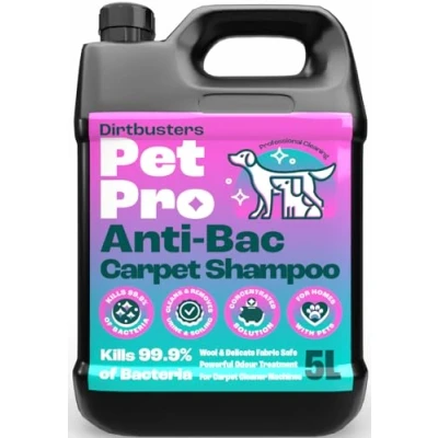 Image of Dirtbusters Antibacterial Carpet Cleaner Shampoo Solution, Kills 99.99% Of Bacteria, Powerful Cleaning To Remove Soiling &amp; Neutralise Pet Odour, Urine Stains, Wool Safe (5L)