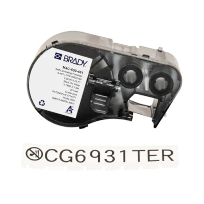 Image of Brady Self Laminating Polyester Label Tape for Printer BMP41/BMP51/BMP53/M511 Adhesive Labels Black on White (12,70 mm (W) x 7,62 m (L)) M4C 500 461