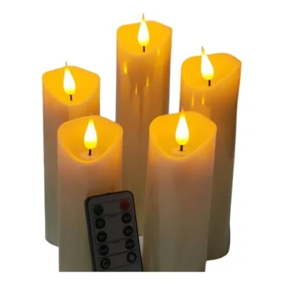 Image of Jialine 5Pack Red Real Wax Flameless Candles,5&quot; 6&quot; 7&quot; 8&quot; 9&quot; Battery Candles,Realistic Dancing Flickering Wick led Candles with 24 Hour Timer and 10 Key Remote Control for Parties,Home,Christmas