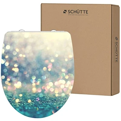 Image of Schütte 82587 A Magic Light Soft Close Mechanism, Motif and Quick Release for Cleaning, Duroplast lid (max. Load of The Toilet seat 150 kg), Glitter