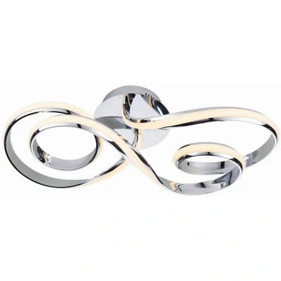 Image of Aria Integrated LED Semi Flush Chrome Effect Plate &amp; Matt White Silicone 1 Light Dimmable IP20