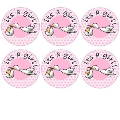 Image of 35 x Pre Cut &quot;its a Girl&quot; Stork Baby Shower Cup Cake Fairy Toppers/Decorations Edible Wafer Paper