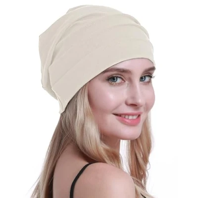 Image of osvyo Cotton Chemo Hats Soft Caps Cancer Headwear for Women Hair Loss Sealed Packaging, POWDER REFLECTION, One Size