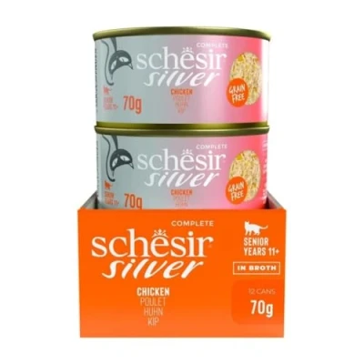 Image of Schesir Silver Wholefood Senior Cat Food Chicken Grain Free 70g x 12 Pack