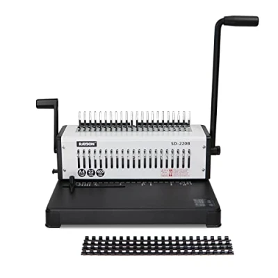 Image of RAYSON Comb Binding Machine, 21 Hole, Binds 400 Sheets, With Durable Metal Construction, A4, SD 220B