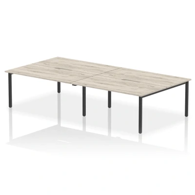 Image of Evolve Plus 1600mm B2B 4 Person Bench Desk Grey Oak Top Black Frame