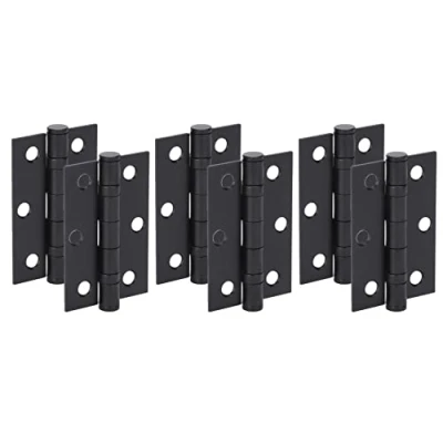 Image of HANDLEZONE® Door Hinges 3 Pairs 76mm / inch Ball Bearing, with Screws Black Matt