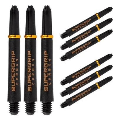 Image of Harrows Darts 3 x Sets of Supergrip Carbon Dart Stems 9 Shafts in Total Medium, Midi &amp; Short (Gold, Midi)