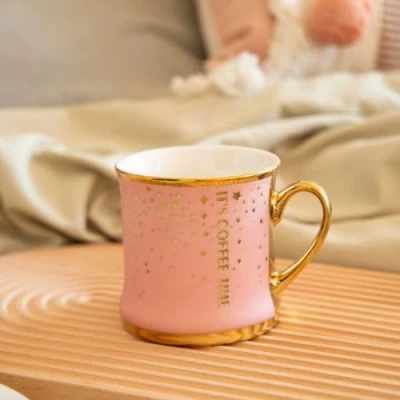 Image of It&#039;s Coffee Time Ceramic Mug with Gold Finish 350ml Assorted Design