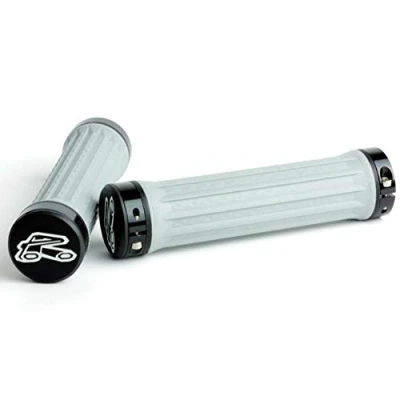 Image of Renthal Traction Lock On Grips Light Grey, Soft Compound/Mountain Bike MTB Locking Handlebar Part Comfort Handle Bar Trail Enduro Downhill Off Road Riding Cycle Accessories Cycling Component Pair