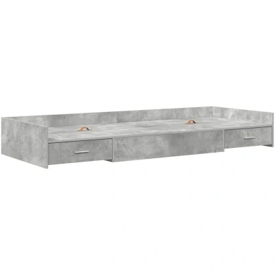 Image of vidaXL Storage Bed Frame Concrete Grey 75 x 190 cm Engineered wood