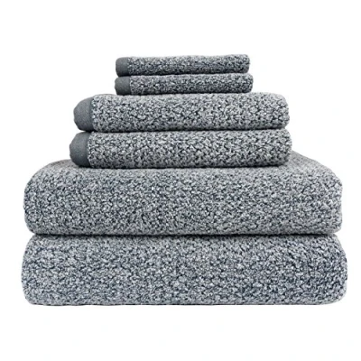Image of Everplush Diamond Jacquard (Set of 6 Pieces) Bath Towel Set, Dusk (Grey Blue)
