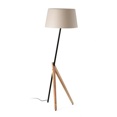 Image of Treewood TrIPod Floor Lamp Ash Tree With Beige Shade