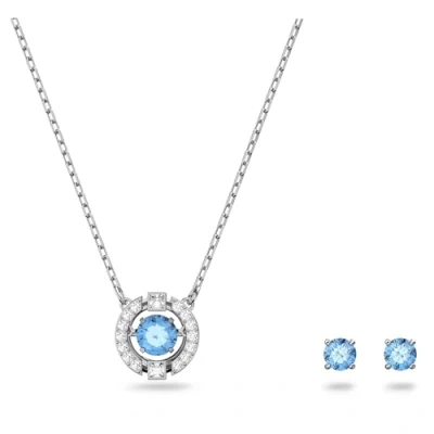 Image of Swarovski womens Jewellery Set, Sparkling Dance Jewelry Other, Crystals,Rhodium plated,Zirconia / Blue, One Size