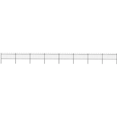 Image of vidaXL Garden Fence with Hoop Top Steel 13.6x0.8 m Black