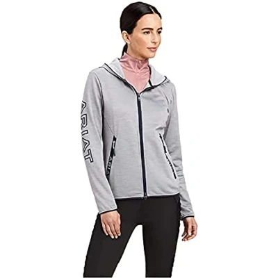 Image of ARIAT Womens Byron Full Zip Hoodie Grey Easy Stretch Size L