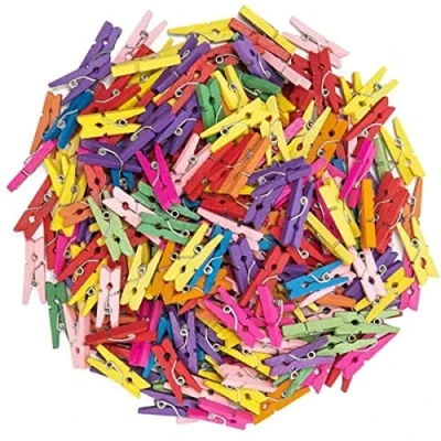 Image of 100 Mini Wooden pegs (Multi)