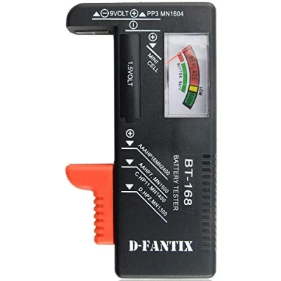 Image of D FantiX Analogue Battery Tester, Checker for AA AAA C 9V 1.5V Button Cell Batteries (Model: BT 168)