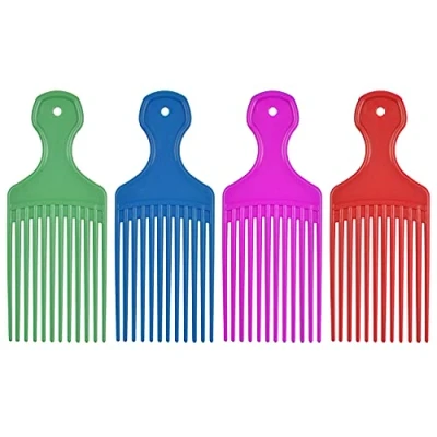 Image of Kare &amp; Kind Hair Pick Comb 4 pcs Ideal for Curly, Wavy, Afro Styling, Hairdressing, Detangle and Lift Smooth, Gentle Men, Women Gift Green, Blue, Purple Red