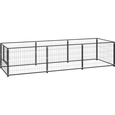 Image of vidaXL Dog Kennel Black 3 m² Steel