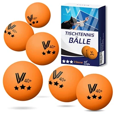 Image of Villkin Table Tennis Balls Pack of 24 Ping Pong Durable Ball 40 mm for Leisure &amp; Competition (Orange, 24)