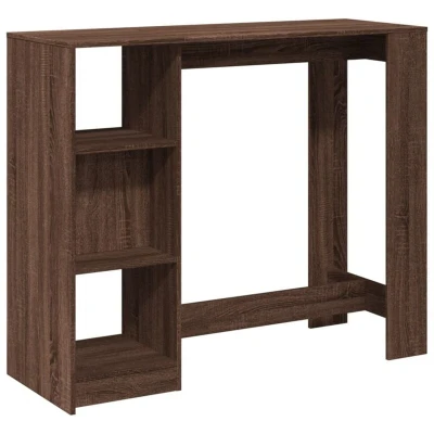 Image of vidaXL Bar Table with Shelf Brown Oak 124x46x103.5 cm Engineered Wood