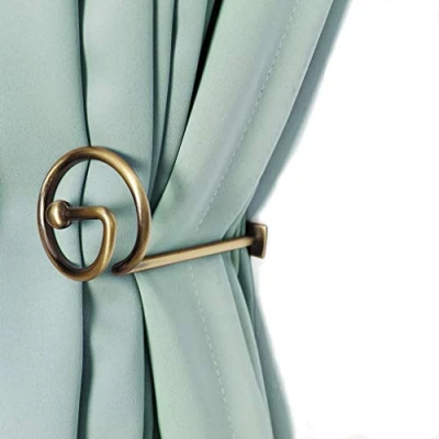 Image of Curtain Holdback Bronze Set of 2 Drape Holder Hook Tieback for Window Sheer and Blackout Panels Decorative Draperies Metal (Bronze 1pair)