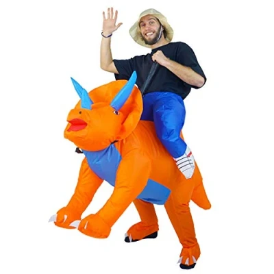 Image of Bodysocks Adults Inflatable Triceratops Jurassic Dinosaur Costume