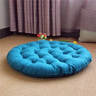 Image of Large Square Meditation Cushion for Yoga,Thick Padded Linen Tatami Floor Pillow,Soft Seat Round Kid,Pets