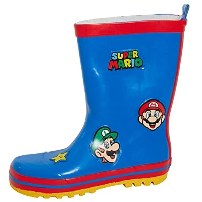 Image of Super Mario Boys Brothers Rubber Wellington Boots Kids Nintendo Wellies Rain Shoes Wellys Blue 2 / EU 34
