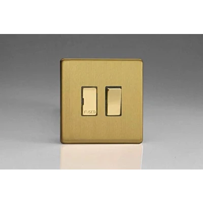 Image of Lumilife Varilight XDB6DS Switched Fuse Spur No Insert Brushed Brass,86x86x30mm
