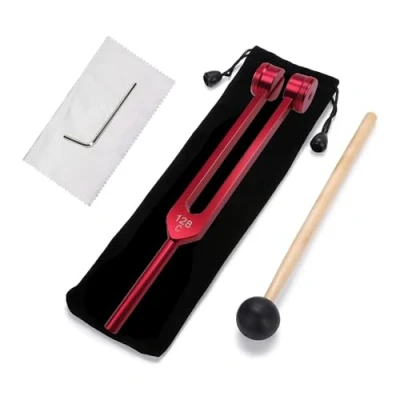 Image of Ctwezoikmt 128 Hz Tuning Fork Weighted Red Forks Kit for Healing Sonic Slider Set