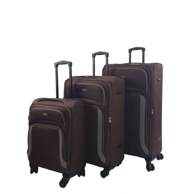 Image of Infinity Leather Unisex Soft 8 Wheel Luggage Light Travel Suitcases Brown Size Small