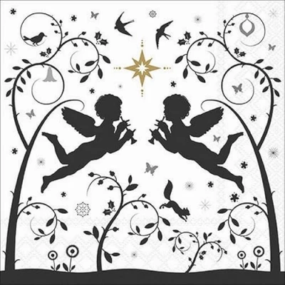 Image of 20 Napkins Christmas Angel on Fairytale Tendrils as Table Decoration Paper with Motif Also for Decoupage and 33 x cm