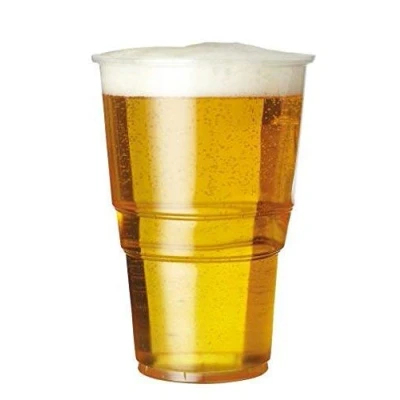 Image of Premium Disposable Flexy Glass Pint Glasses 100 Pack 1 / 568ml 20fl.oz Crack Resistant