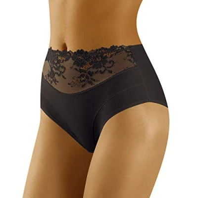 Image of Wolbar Women&#039;s Cotton Lace Briefs WB415, Black,XL