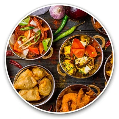 Image of 2 x 30cmVinyl Stickers Colourful Indian Food Curry Decals for Car Van Luggage Scrap Book Fridge #2657