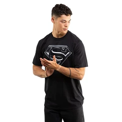 Image of DC Comics Men&#039;s Superman Steel Logo T Shirt, Black, Small