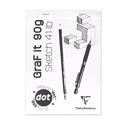 Image of Clairefontaine 96694C Graf&#039;It Stapled Pad 80 Sheets Drawing Sketch Paper DOT Dotted Ruler Detachable A5 14.8x21 cm 90g White Cover Pack of 10 pads