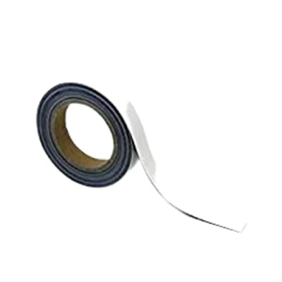 Image of Magnetic Steel Easy Wipe Tape, Thin &amp; Flexible, Cut to Fit Strip, Strong High Visible Identification, Suitable For All Non Surfaces White H.25mm x W.10M