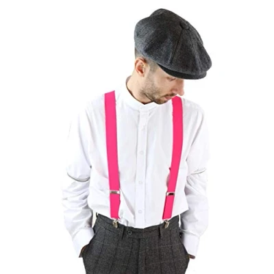 Image of TruClothing Mens Classic Vintage Retro Trouser Braces Suspenders 1920s Gatsby Blinders pink