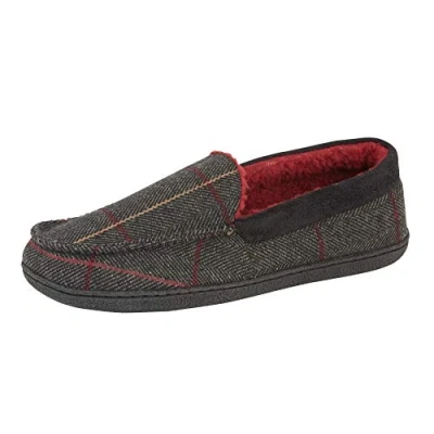 Image of Jo &amp; Joe Mens Faux Suede Slip on Textile Lined Moccasin Slippers Shoes Size 7 12 (12 UK, Dark Grey)