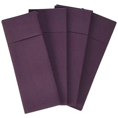 Image of Alvotex Airlaid 50 Cutlery Bags Fabric Like Disposable Napkin, Paper, Plum, 32X40 cm